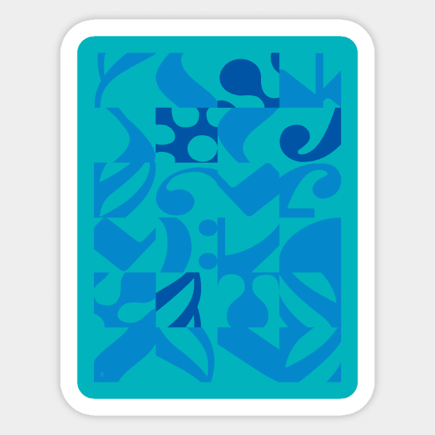 Musical Notes Turquoise and Blue Pattern Sticker by Dez53